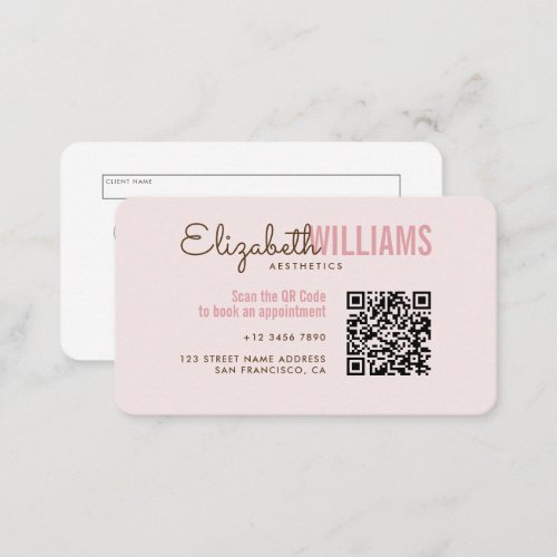 Stylish Blush Pink Beauty Aesthetics Loyalty  Business Card