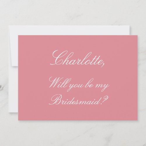 Stylish Blush Pink Bridesmaid Proposal Card