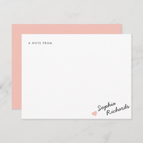 Stylish Blush Pink Feminine Heart Stationery Note Card