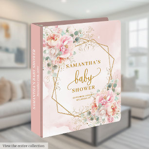Stylish blush pink gold baby shower memory album 3 ring binder