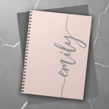 Stylish Blush Pink Gray Calligraphy Name