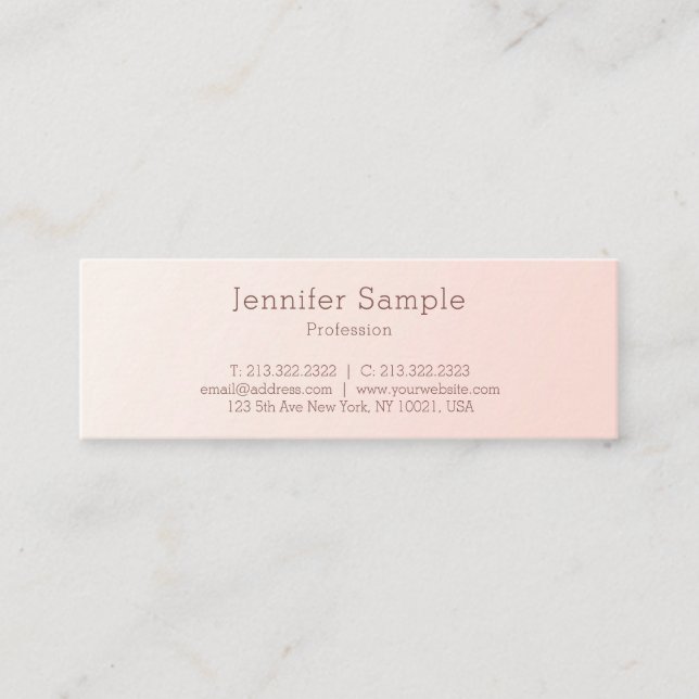 Stylish Blush Pink Modern Minimalist Design Simple Mini Business Card (Front)