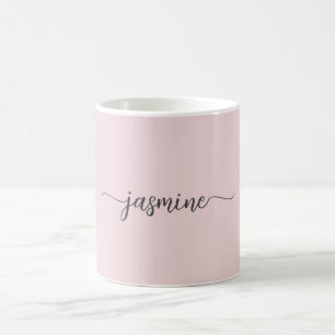 Stylish Blush Pink Monogram Name Signature Coffee Coffee Mug