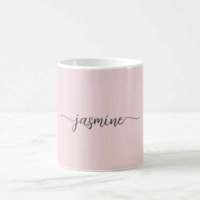 Stylish Blush Pink Monogram Name Signature Coffee  Coffee Mug (Center)