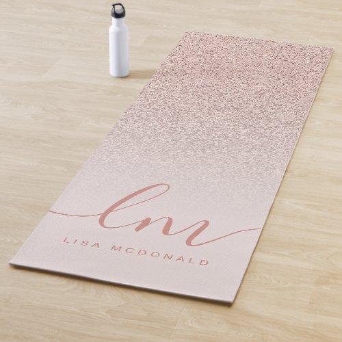 Stylish blush pink ombre chic personalized yoga mat