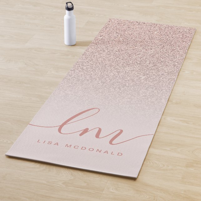 Stylish blush pink ombre chic personalized yoga mat (In Situ)