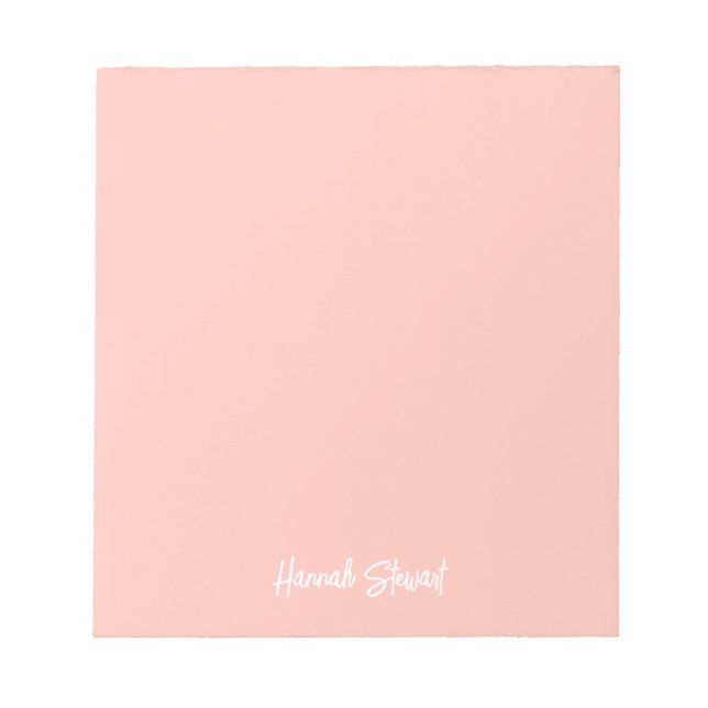 Stylish Blush Pink Peach Minimalist Girly Student Notepad (Front)