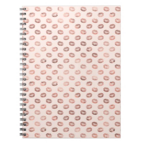 Stylish Blush Pink Rose Gold Copper Lipstick Kiss Notebook