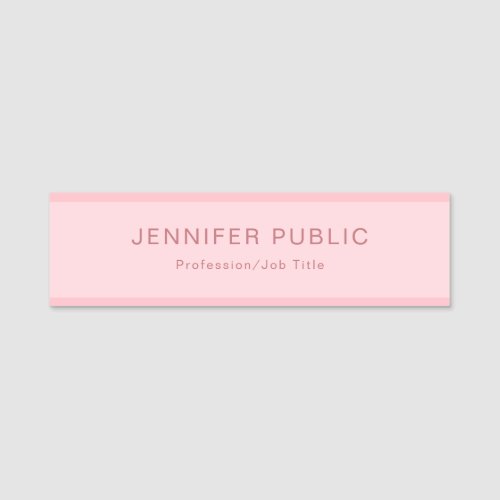 Stylish Blush Pink Simple Modern Trendy Template Name Tag