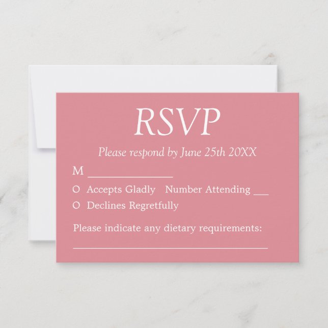 Stylish Blush Pink Wedding RSVP Card (Front)