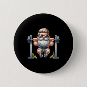 Stylish Body Building Gnome Does Pull-ups On A Dum Button