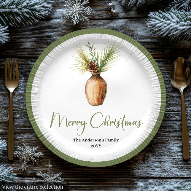 Stylish Bohemian Botanical Christmas Bouquet Chic Paper Plates (Stylish Bohemian Botanical Christmas Bouquet Chic Paper Plates)