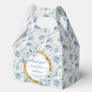 Stylish Bohemian Dusty Blue Gold Wedding Thank You Favor Boxes