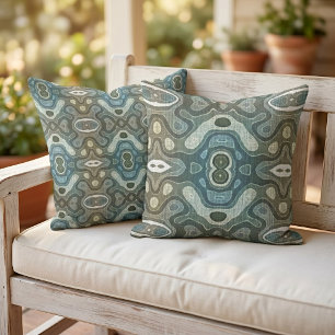Stylish Bohemian Retro Abstract Tribal Art Pattern Outdoor Pillow