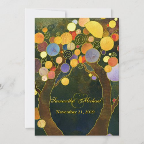 Cute Love Trees Wedding Invitations (Creamy Back)