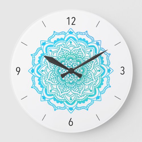 Stylish Bohemian Turquoise Mandala Large Clock
