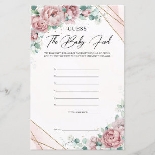 Stylish boho blush floral gold Guess The Baby Food