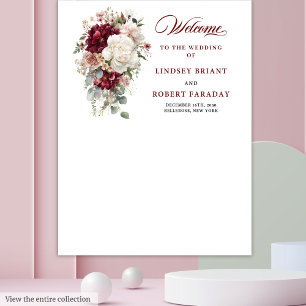 Stylish Boho Burgundy White Rose Wedding Backdrop