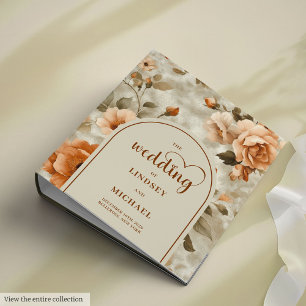 Stylish Boho Burnt Orange Ivory Sage Floral Memory 3 Ring Binder