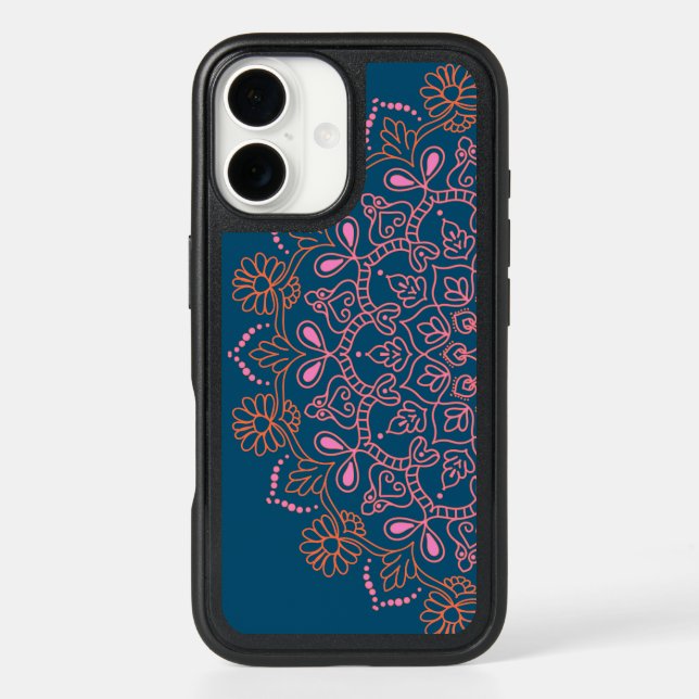 Stylish Boho Chic Mandala Medallion Teal Blue Otterbox iPhone Case (Back)