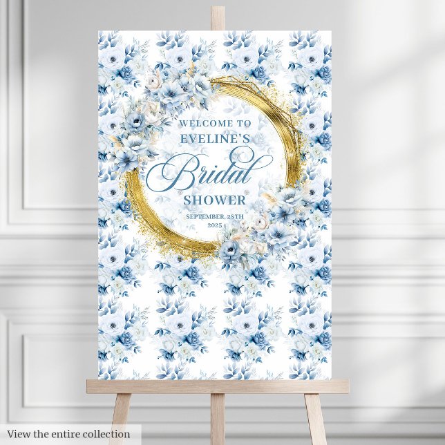 Stylish Boho Dusty Blue Gold Bridal Shower Welcome Foam Board (Stylish Boho Dusty Blue Gold Bridal Shower Welcome Foam Board)