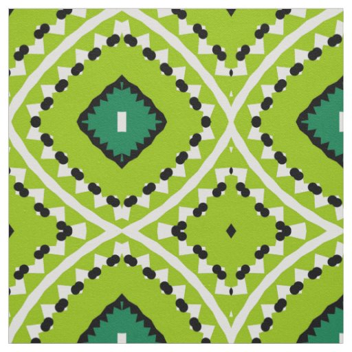 Stylish Boho Ethnic Lime Green Geometric Pattern Fabric