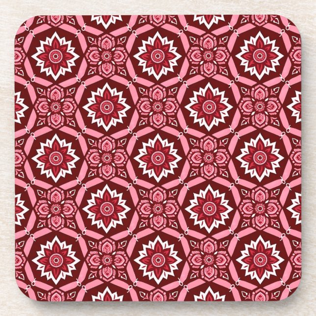 Stylish Boho Floral Pattern Coasters - Set of 6 (Front)