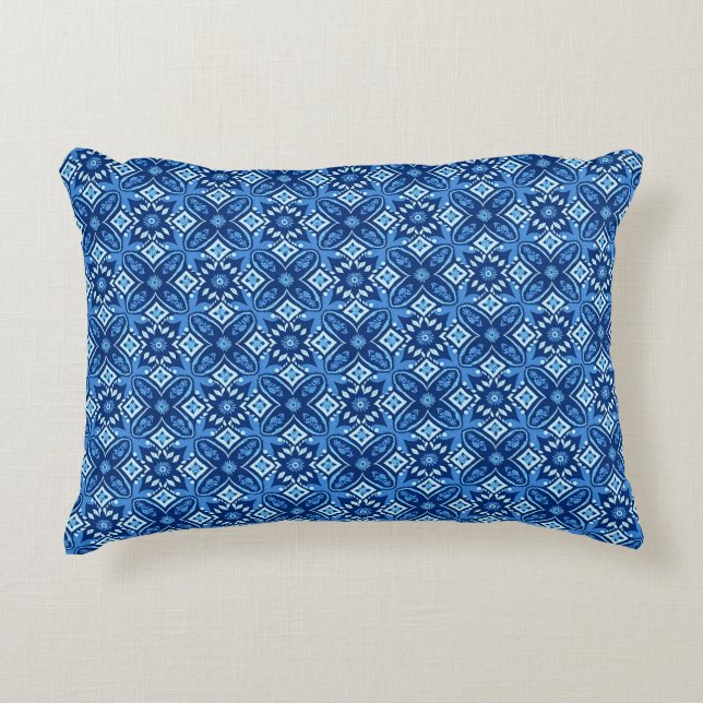 Stylish Boho Geometric Floral Pattern Accent Pillow (Front)