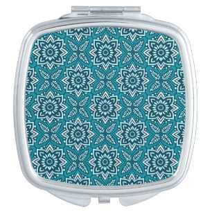 Stylish Boho Geometric Floral Pattern Compact Mirror