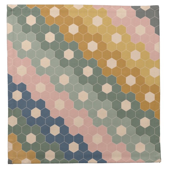 Stylish Boho Geometric Pattern Blue Green Blush Cloth Napkin (Front)