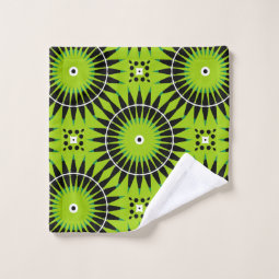 Stylish Boho Lime Green Geometric Pattern Bath Towel Set | Zazzle