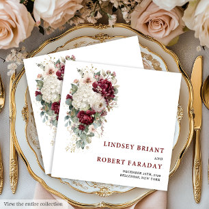 Stylish Boho Merlot Blush Sage Gold Roses Wedding Paper Dinner Napkins