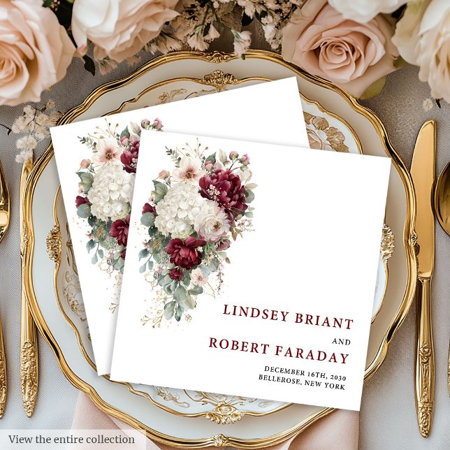 Stylish Boho Merlot Blush Sage Gold Roses Wedding Paper Dinner Napkins (Stylish Boho Merlot Blush Sage Gold Roses Wedding Paper Dinner Napkins)