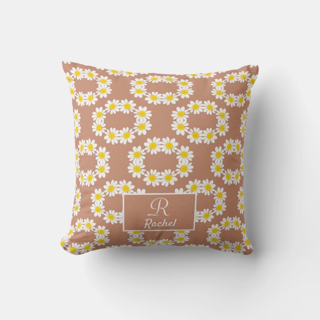  Stylish Boho Monogram Terracotta Throw Pillow (Front)
