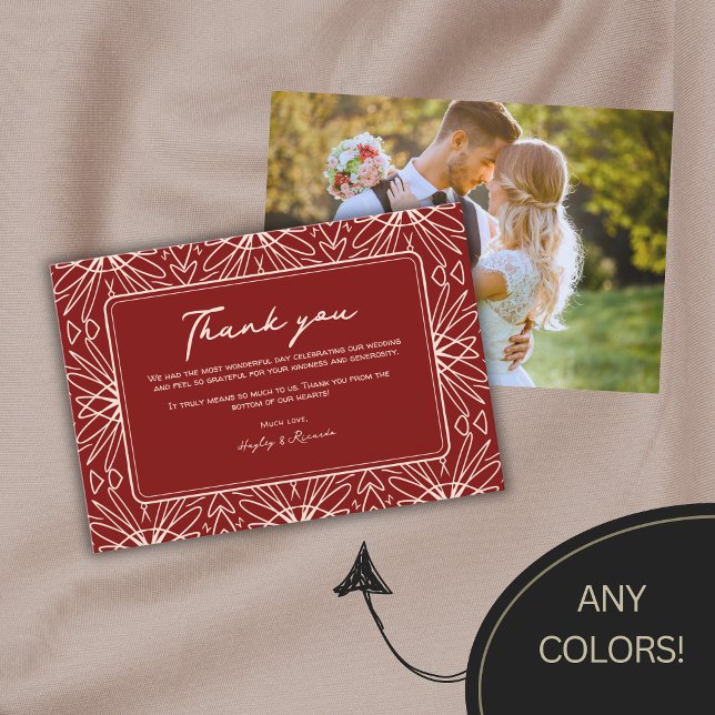 Stylish Boho Patterned Wedding Thank You Cards (Creator Uploaded)