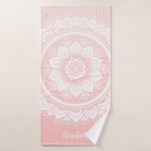Stylish Boho Pink Mandala Bath Towel