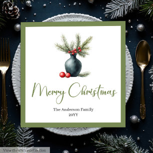 Stylish Boho Rustic Christmas Bouquet Dinner Paper Dinner Napkins