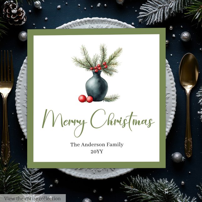 Stylish Boho Rustic Christmas Bouquet Dinner  Paper Dinner Napkins (Stylish Boho Rustic Christmas Bouquet Dinner Napkins)