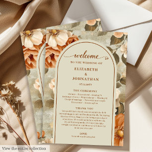 Stylish Boho Rusty Ivory Sage Floral Wedding Plan Program