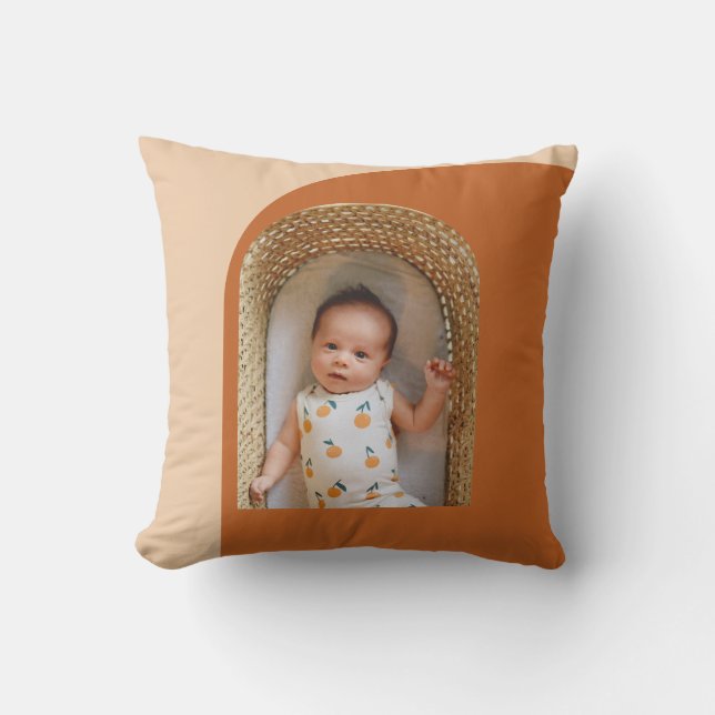 Stylish Boho Terracotta Custom Photo Keepsake  Throw Pillow (Front)