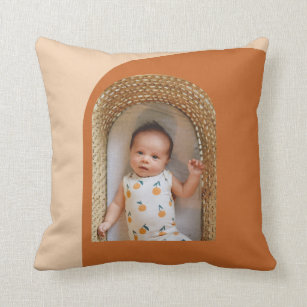 Stylish Boho Terracotta Custom Photo Keepsake  Throw Pillow
