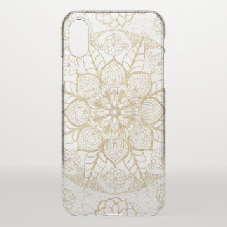 Stylish Boho White Gold Mandala Floral iPhone X Case