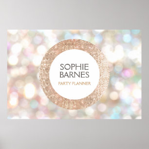 Stylish Bokeh and Rose Gold Sequin Event Planner 2 Poster