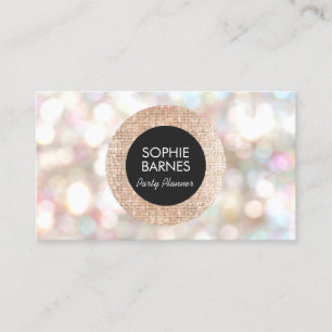 Stylish Bokeh and Rose Gold sequin Event Planner Business Card