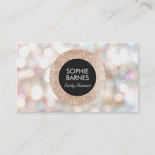 Stylish Bokeh And Rose Gold Sequin Event Planner Business