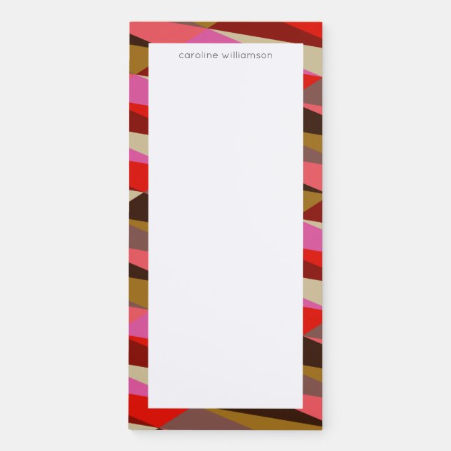 Stylish Bold 60s Geometric Border Personalized  Magnetic Notepad (Front)