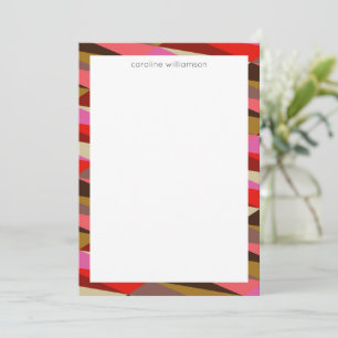 Stylish Bold 60s Geometric Border Personalized Note Card