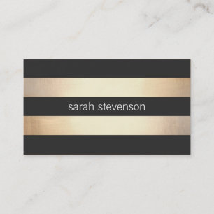 Stylish Bold Gold and Black Striped Modern Business Card