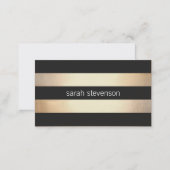Stylish Bold Gold and Black Striped Modern Business Card (Front/Back)