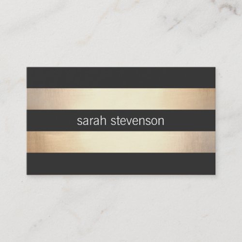 Chic Gold Foil Look Black Striped Modern Business Card Templates